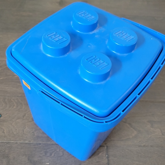 Lego Toys Vintage 987 Blue Lego Storage Bucket Bin W Lid Handle
